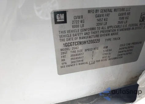 2017 Chevrolet Colorado Lt z USA, uszkodzony, nr VIN 1GCGTCEN9H1200229